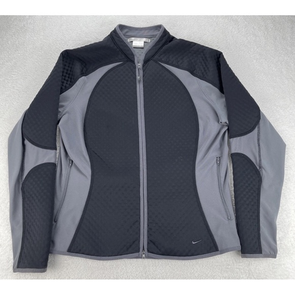 Nike Golf Women Sz L (12-14) Sphere Thermal Jacket Full Zip Textured Black/Gray - Picture 1 of 11